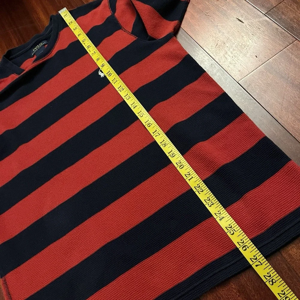 Polo Ralph Lauren Waffle Knit Thermal Shirt Mens Large Red Navy Blue Striped L - Picture 9 of 10